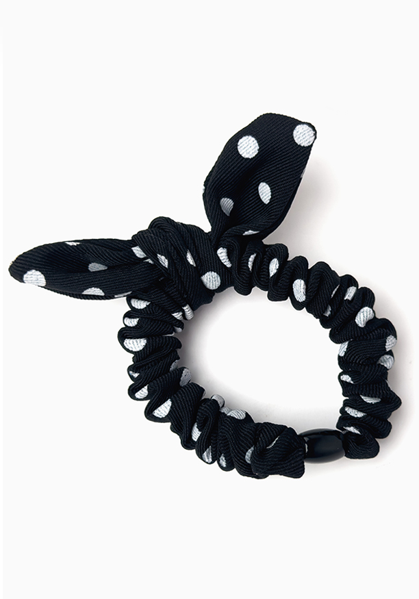 SMALL DOTTED BLACK SCRUNCHIE